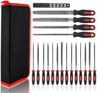 Greywolf 17 pcs File Set, Metal Files, Premium T12 Carbon Steel Flat, Half Round, Round and Triangular Files and 12 pcs Needle Files and Carrying Case for Metalworking and Woodworking