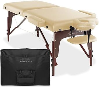 Saloniture Professional Portable Lightweight Bi-Fold Memory Foam Massage Table with Reiki Panels - Includes Headrest, Face Cradle, Armrests and Carrying Case - Cream