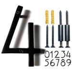 NACH Shadow Floating House Numbers for Outside, Black House Numbers, Metal Address Numbers for House, Metal Mailbox Numbers, Modern House Numbers for Outside, 6 inch House Numbers, 4, HH-SDW6-BLK-4