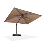PURPLE LEAF 9' X 12' Rectangle Grey Frame Patio Umbrella Large Outdoor Aluminum Umbrella Offset Umbrella with 360-degree Rotation Cantilever Umbrella for Deck Backyard, Taupe