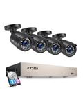 ZOSI 8CH Outdoor CCTV Camera System with AI Human Vehicle Detection, 5MP Lite H.265+ DVR Recorder with 1TB Hard Drive and 4pcs 1080P Weatherproof Security Cameras, Night Vision, Remote Access, 15fps