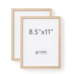 TONES FRAME DESIGN 8.5 x 11 Picture frame, Set of 2 Photo Frame, Natural Solid Wood Veneer Finish Certificate Frame with Clear Plexiglass, Diploma Frame for Wall and Tabletop Horizontal or Vertical Display