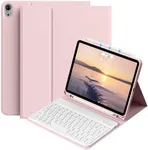 BQDIYOO Keyboard Case for iPad Air 11-inch M2 2024/10.9 Inch Air 5th 4th Generation Case with Keyboard 2022 2020, Detachable Wireless Keyboard Case with Pencil Holder, Auto Sleep/Wake,Pink