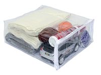 Oreh Homewares Heavy Duty Vinyl Zippered (Clear) Storage Bags (9" x 11" x 4") for Blankets, Dresses, Shirts, Pants, Sheets, Fabrics (1.7 Gallon) 5-Pack