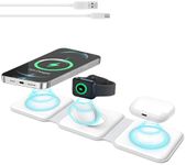 HOMFY 3 in 1 Wireless Charger for iPhone, Magnetic Foldable Charging Station for Multiple Devices, Travel Charger for iPhone 15/14/13/12 Series, AirPods Pro, iWatch (Adapter Included)