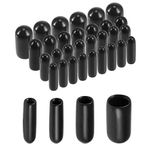 sourcing map 100pcs Round Rubber End Caps 2mm 3mm 4mm 6mm Black Vinyl Cover Screw Thread Protectors Assortment Kit