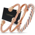 Coppervast Copper Bracelets- for Men and Women| Set of 3 with Gift Bag |Mother's Day Gift |Handmade 100% Copper