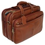 HYATT Leather Accessories 16 Inch Expandable Leather Laptop Briefcase Office Bags for Men (NDML0001) (TAN)