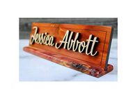 CARVEGLOW® 3D Text Wooden Desktop / Table Name Plate for Desk at Home / Office (30cm x 9cm) with Stand for Doctor / Lawyer / Advocate / CEO / Police / CA / Architect / | Table Nameplate / Tabletop Nameplate for Professional