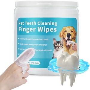 Hrusitoo Dental Care Finger Wipes for Dogs & Cats, No-Rinse Dog Finger Toothbrush, Teeth Cleaning Wipes, Natural Ingredients Gentle Cleaning & Gum Care, Reduces Plaque & Freshens Breath, 40 Counts
