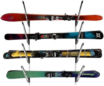 SteelChimp Ski Storage Rack for Garage | 4-Tier Horizontal Ski Rack and Indoor Garage Organizer | Anti-Sway Patent-Pending Arm Wall Mount | USA Designed