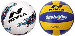 Nivia VB-492 Spot Volleyball, Size 4, Rubber, Multicolour Storm Football - Size 5 (White), Rubber