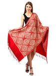 Pashtush Women's Rayon Embroidered, Scarfs, Shawls, Stoles, Wraps (size 70 x 200 cm) (Red Gold)