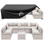 Kipiea Patio Furniture Set Cover, 420D Heavy Duty Table Chair Set Covers, Outdoor Sectional Sofa Set Covers Anti-UV, 128" L x 83" W x 28" H