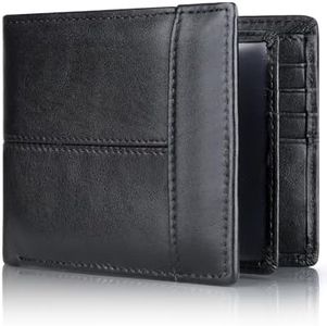 Swallowmall Mens Wallet RFID Genuine Leather Bifold Wallets For Men, ID Window 16 Card Holders Gift Box