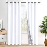 XWZO 100% Blackout Curtains 2 Panels - Heat and Full Light Blocking Window Panels with Grommets for Bedroom/Nursery, 84 Inches Long Thermal Insulated Draperies, White, W52 x L84, Set of 2