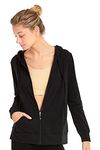 Sofra Women's Thin Cotton Zip Up Hoodie Jacket, Black, Medium