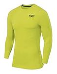 TCA Men's Pro Performance Compression Shirt Long Sleeve Top Compression Tops For Men Thermal Base Layers Men - Lime Punch, M