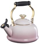 Le Creuset Enamel On Steel Whistling Tea Kettle w/Figural Heart Knob, Shell Pink