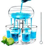 MOKOQI Acrylic Shot Glasses Dispenser, 6 Shot Glass Dispenser and Holder for Liquid Drink in College, Camping, 21st Birthday Home Parties