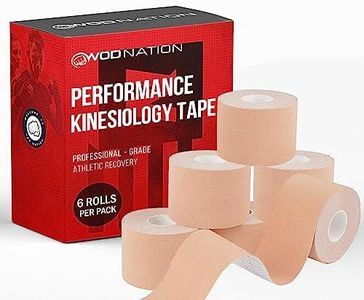 WOD Nation Kinesiology Tape Roll【6-Pack】 Latex Free, Waterproof Athletic Tape, Tape, Sports Tape for Pain Relief - Supports & Stabilizes Knee, Muscles, Joints - 2 Inch x 16.4 Feet Roll, Tan