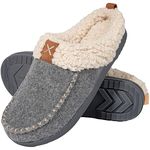 LongBay Women's Woolen Slippers, Sherpa Memory Foam Fluffy Moccasin with Soft Plush Fleece Lining Slip-On for Indoor Outdoor Use (5-6 UK, Grey)