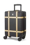 Rock Vintage 54cm Cabin Size Suitcase 8 Wheel Spinner Luggage Black/Gold