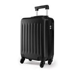 Kono 19 inch Small Suitcase Carry On Luggage Lightweight Hardshell ABS Hand Suitcases Trolley 4 Wheel Spinner Luggage 2 Year Warranty Durable - 48x30x20 cm (Black)