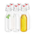 Danmu Art 6PCS 500ml/16Oz Glass Bottles with Stoppers Lids, Airtight Milk Bottle,Swing Top,Brewing Bottles Airtight Preserve Bottles for Home Brewing Oil Vinegar Beer Wine Cider Soda