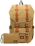 KAUKKO Laptop Backpack Travel Outdoor Weekend Bag Carry on Daypack Stylish and Durable Rucksack Hiking Backpack Fits 15.6"(E5-1-KHAKI 2PC)