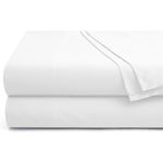 Hafaa Flat Sheet 100% Egyptian Cotton Bed Sheets 200 Thread Count Super Soft & Breathable Hotel Quality Bed Sheet - Wrinkle & Shrinkage Resistant (White, Double 2 Pack)