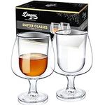 Dragon Glassware Whiskey Glasses, Clear Glass Double Wall Insulated Bourbon Barware, Unique Snifter Drinkware Gift for Men, 8oz Capacity, Set of 2