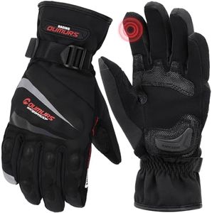 Oumurs Winter Motorcycle Gloves, Rainproof Waterproof Riding Gloves with Touchscreen, Motorcycle Winter Gloves for Men, for Riding, ATV, UTV, Snowmobile - Black, XL