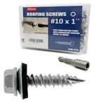 Allkeen #10 x 1" Hex Head Sheet Metal Roof Screws, Rustpert Coating Metal to Wood siding Screws, 250 Pieces
