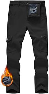 JHMORP Men's Cross Country Ski Snow Pants Waterproof Fleece Lined Softshell Insulated Winter Hiking Cargo Work Pants (Black,CA 40)