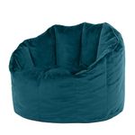 icon Sirena Bean Bag Chair, Teal Green, Velvet Accent Chair, Adult Bean Bag Seat with Filling Included, Large Bean Bag, Living Room Furniture