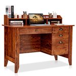 SILKYDRY Computer Desk with 4 Storage Drawers and Hutch, 48” Vintage Desk with File Drawer & Monitor Stand, Home Office Executive Desk Workstation Writing Study Table (Rustic Brown)