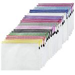 24PCS Plastic Wallets Folders - A4 Plastic Wallet Document Folder Extra Thick Zip Lock Bags Mesh Zipper Bag for File Storage