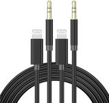 Apple MFi Certified Aux Cord for iPhone, 2 Pack Lightning to 3.5mm Audio Jack Adapter, Lightning to Aux Cable Compatible with iPhone 14 13 12 11 XS XR X 8 for Car Home Stereo/Speaker/Headphone, Black