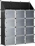 48 Pairs Stackable Shoe Storage Box Organiser Cube DIY Shoe Cabinet Rack Shelf 24 Tier Black