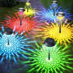 Solar Lights Outdoor Garden,IP65 Waterproof 6 Pack,Color Changing+Warm White LED Path Lights Outdoor,Up to 12 Hrs Solar Powered Garden Lights for Walkway Patio Yard Backyard Lawn Landscape Decorative