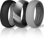 ThunderFit Silicone Wedding Rings for Men, Breathable Air Grooves 8mm Wide - 2mm Thick (Grey A-Black, Black-Grey Camo, Grey B-Grey C - Size 8.5-9 (18.9mm))