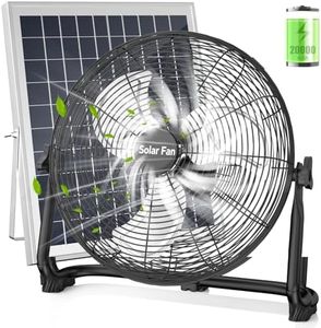 Wofypetny Solar Powered Fan - 16" Rechargeable Cordless Floor Fan with 60Hr Battery, Solar Panel/AC Charging, Portable Outdoor High Velocity Metal Industrial Fans for Camping Garage Hurricane Outage