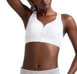 Champion Women's Motion Control Zip Sports Bra, White, 34D