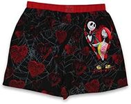 Disney Nightmare Before Christmas Jack and Sally Men's Heart Boxer Shorts Underwear (XX-Large, Multicolor)