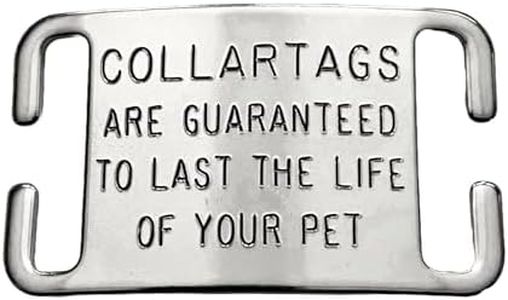 CollarTags Dog Tags Personalized - Will Last Your Pets Lifetime - Boomerang Tags Slide on Dog Tag, Durable Engraved Stainless Steel Custom Silent Pet ID (Open End Large for 1 Inch Snap Style Collars)