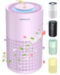 AIRROMI Air Purifier for Bedroom with HEPA 3-in-1 Filter, Pet Air Purifier for Home Cat Pee Smell, Covers Upto 990 Ft², Quiet 360° intake Air Cleaner for pet hair,allergies,pollen,Smoke,A2001 Purple