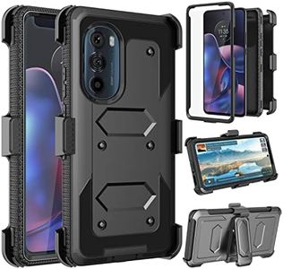 Takfox Moto Edge 2022 Case, for Motorola Edge 2022 Case Belt Clip Phone Holster, [Built-in Screen Protector] [Kickstand] Protective Heavy Duty Shockproof Rugged Cover-Black