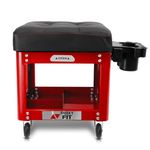 FreekyFit Rolling Creeper Garage/Shop Seat for Men, Padded Mechanics Stool with Tool Tray Storage for Garage, Rolling Workshop Stool with Wheels, Auto Creeper Seat, 330 LBS Capacity, Heavy Duty, Red