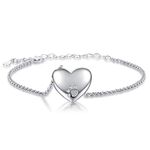 JZCOLOR Heart Urn Bracelet for Women - 925 Sterling Silver Pawprint Ashes Bracelet Cremated Ashes Holder Jewelry for Teens, 8.6 inch, S925, no gemstone